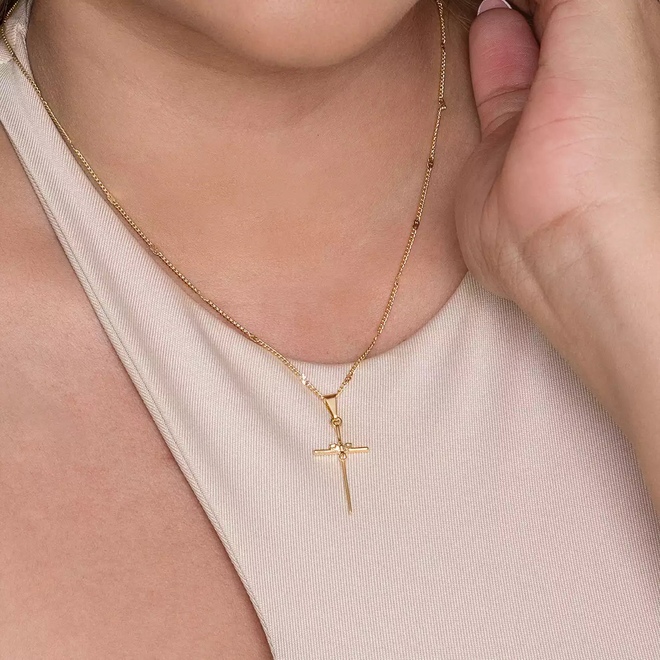 Dije Cruz Celestial en Oro Laminado
