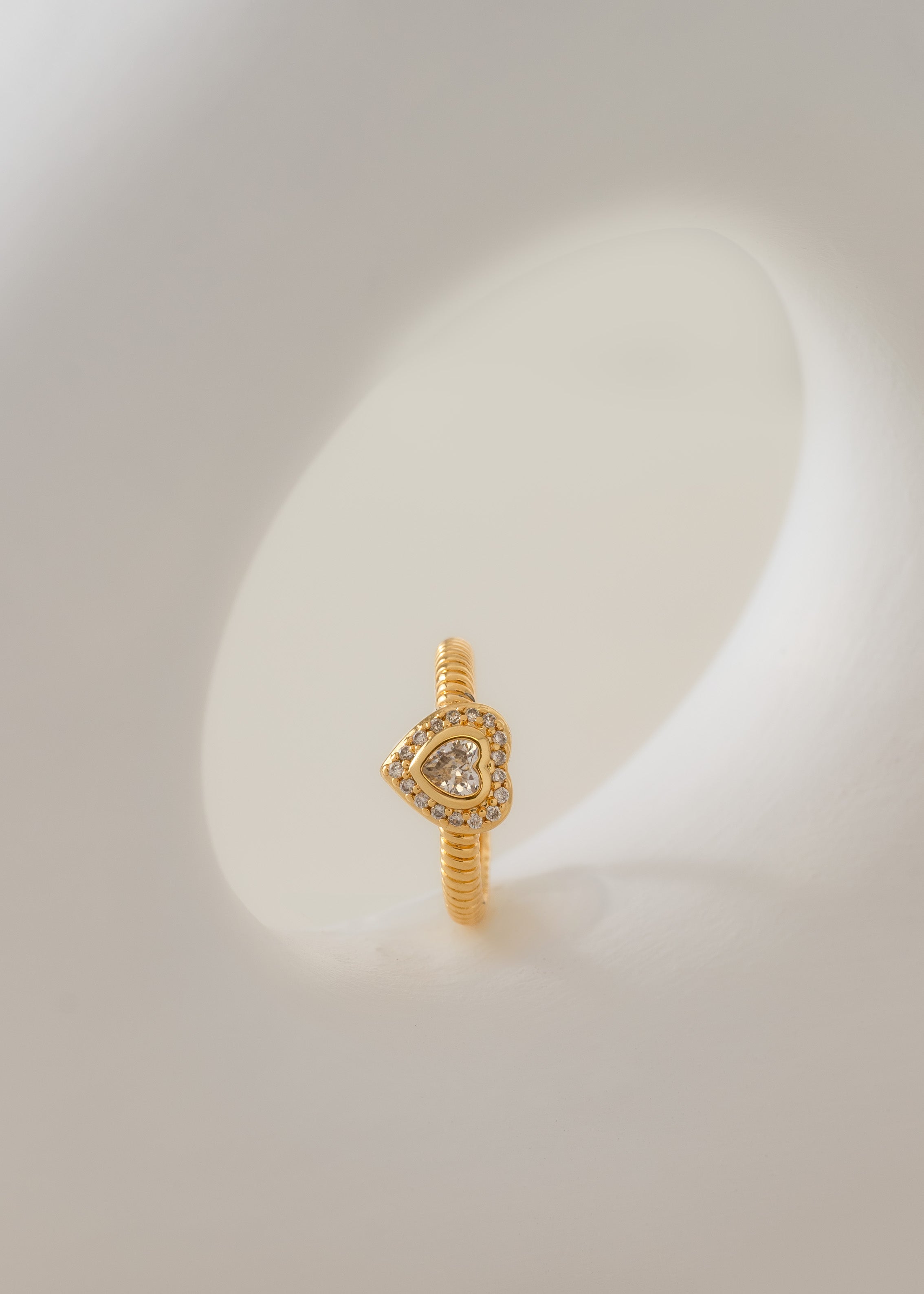 Anillo Cristal Love Ajustable Oro Laminado