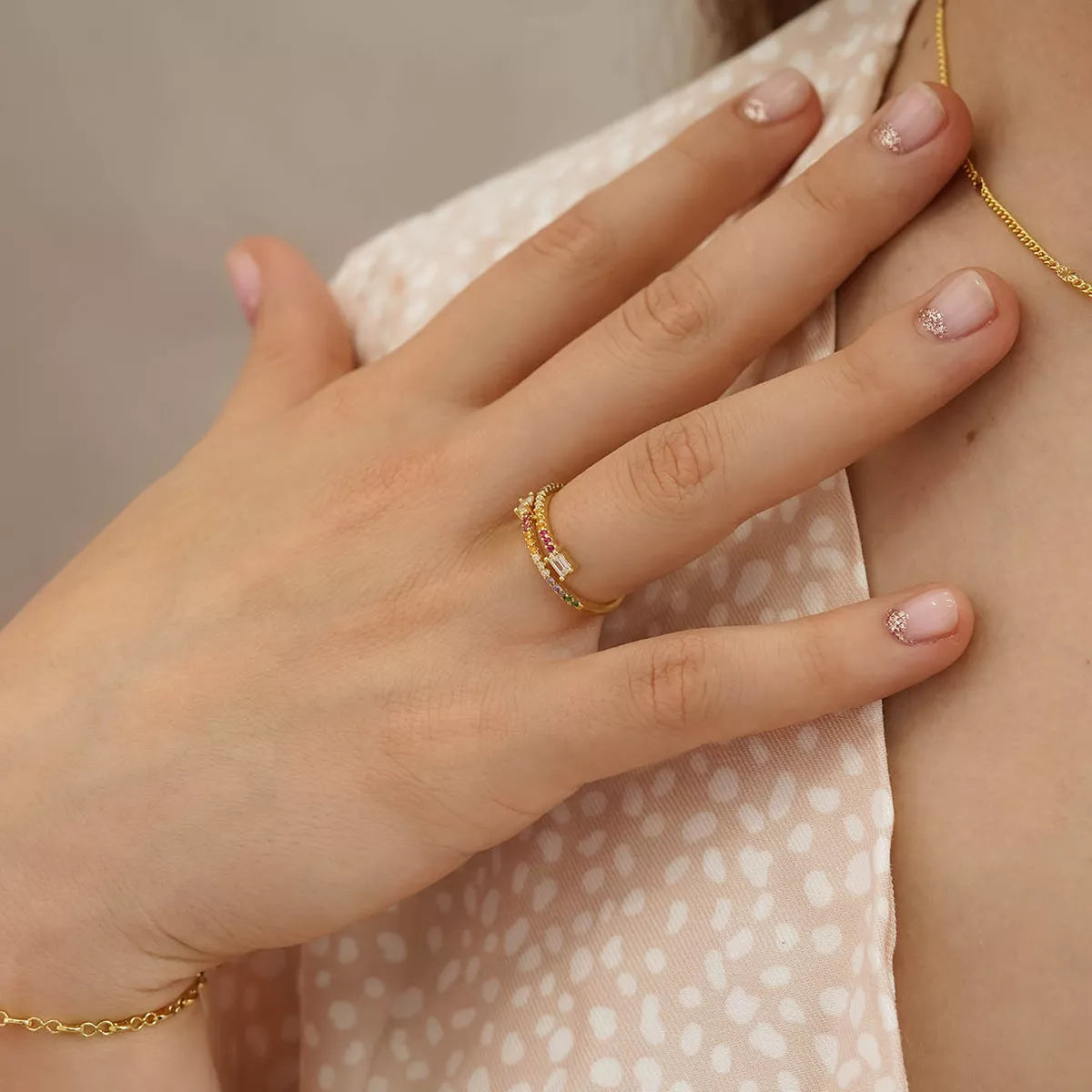 Anillo Sunrises Ajustable Oro Laminado