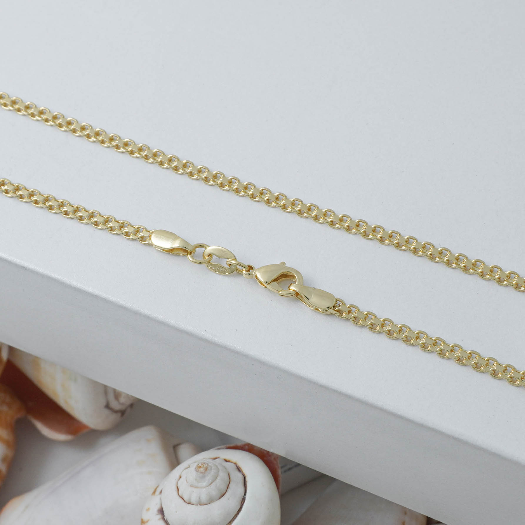 Cadena Tejido Chino 3 mm – 45 cm | Oro Laminado