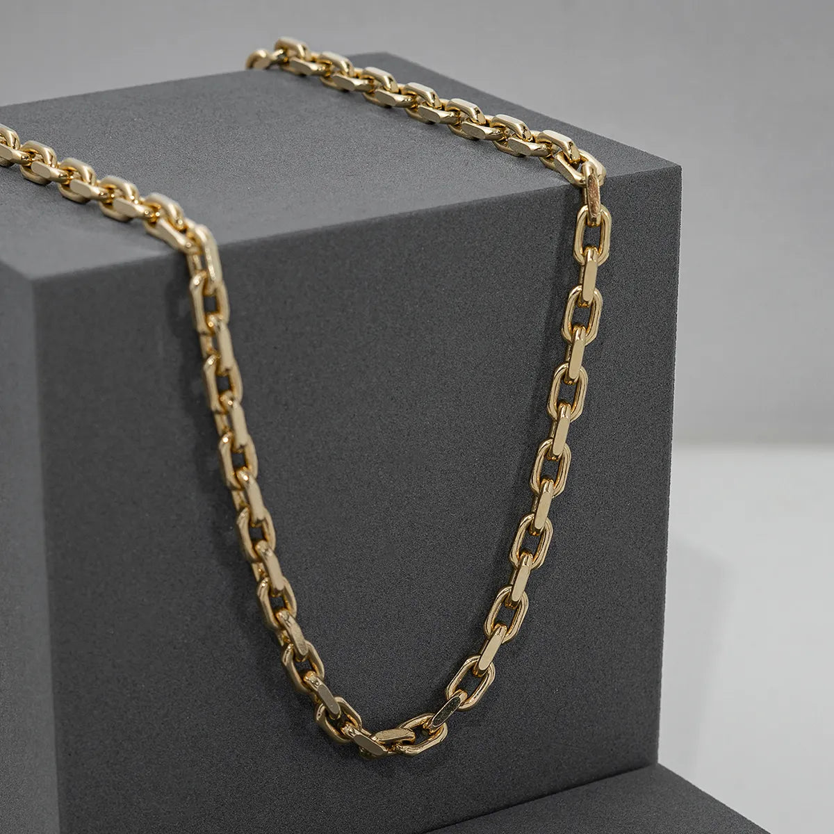 Cadena Aros Diamantada Gruesa 65 cm en Oro Laminado