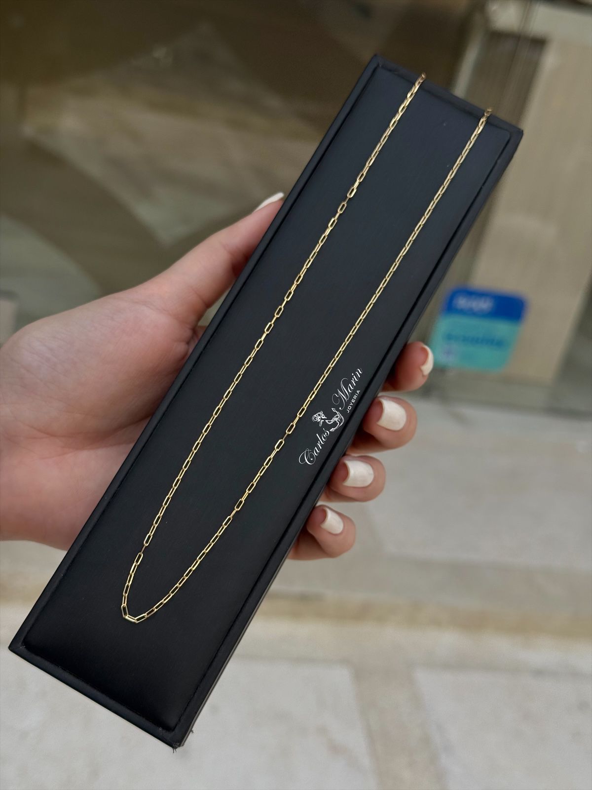 Cadena Tejido Clip 60 cm Oro 18K