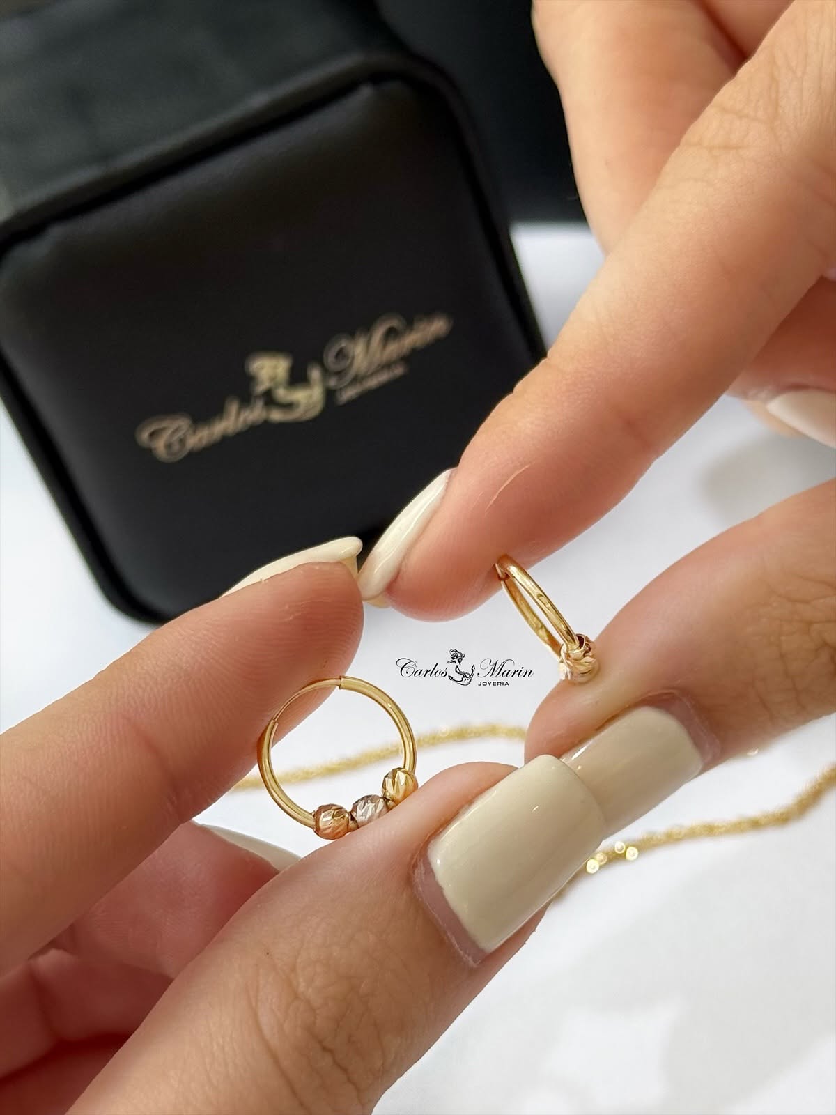 Candongas Balines #3 12,5 mm 3 Oros en Oro 18K