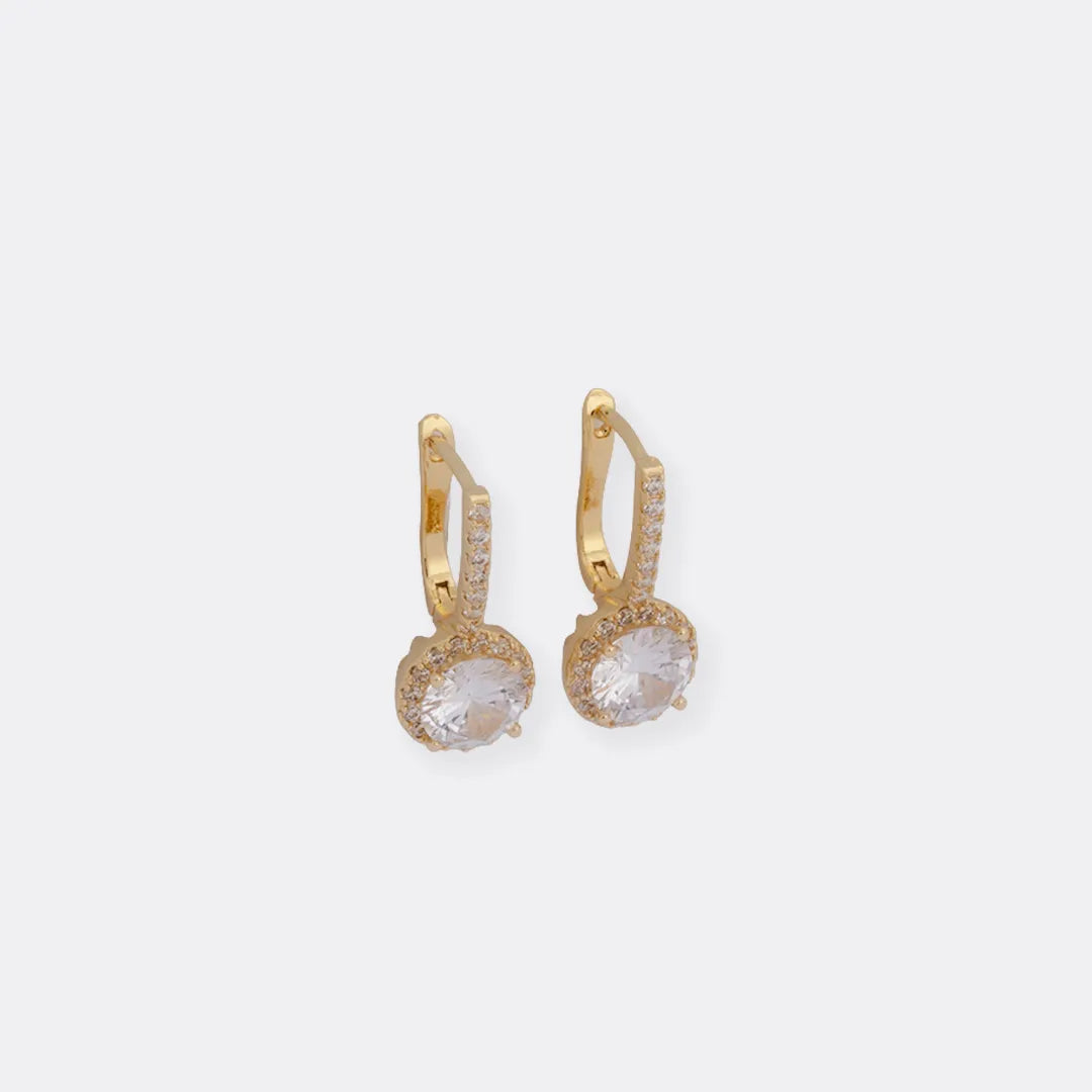 Candongas Halo Crystal 12 mm Oro Laminado