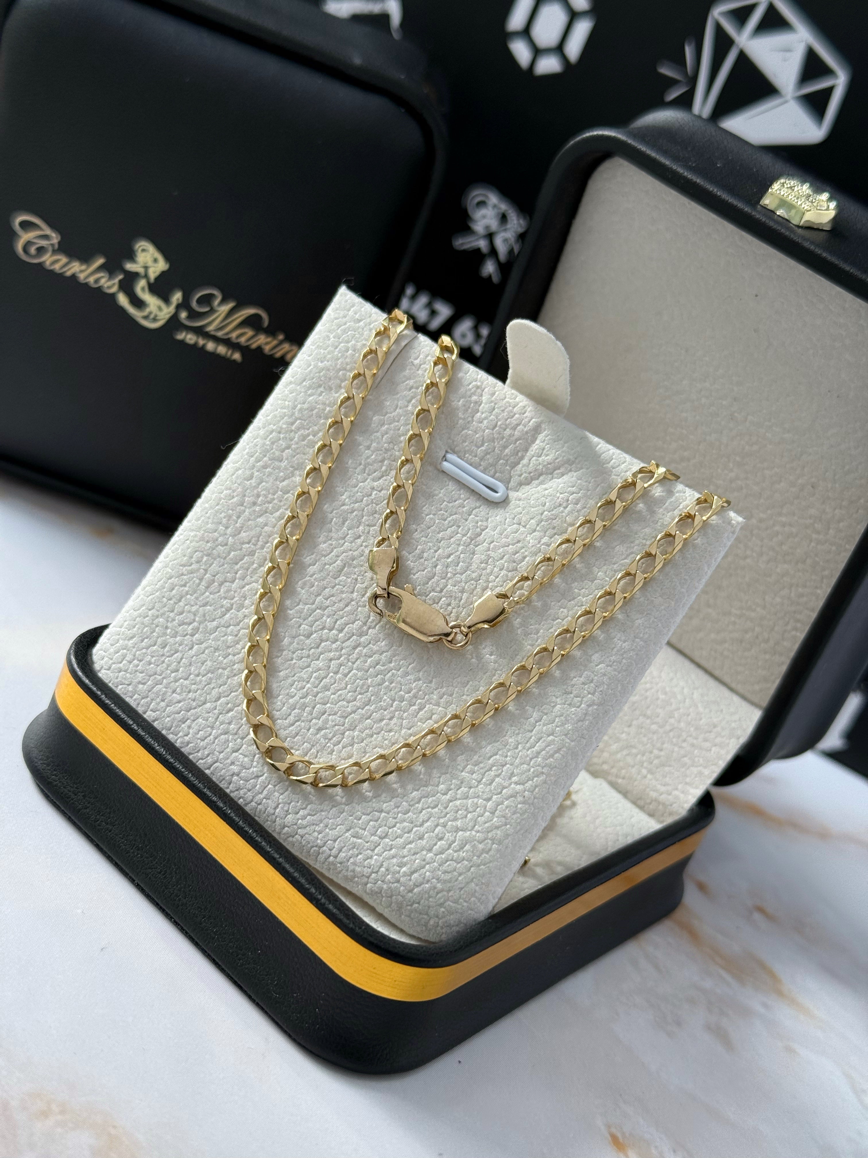 Cadena Cubana Martillada en Oro de 18K – 60 cm x 6 mm