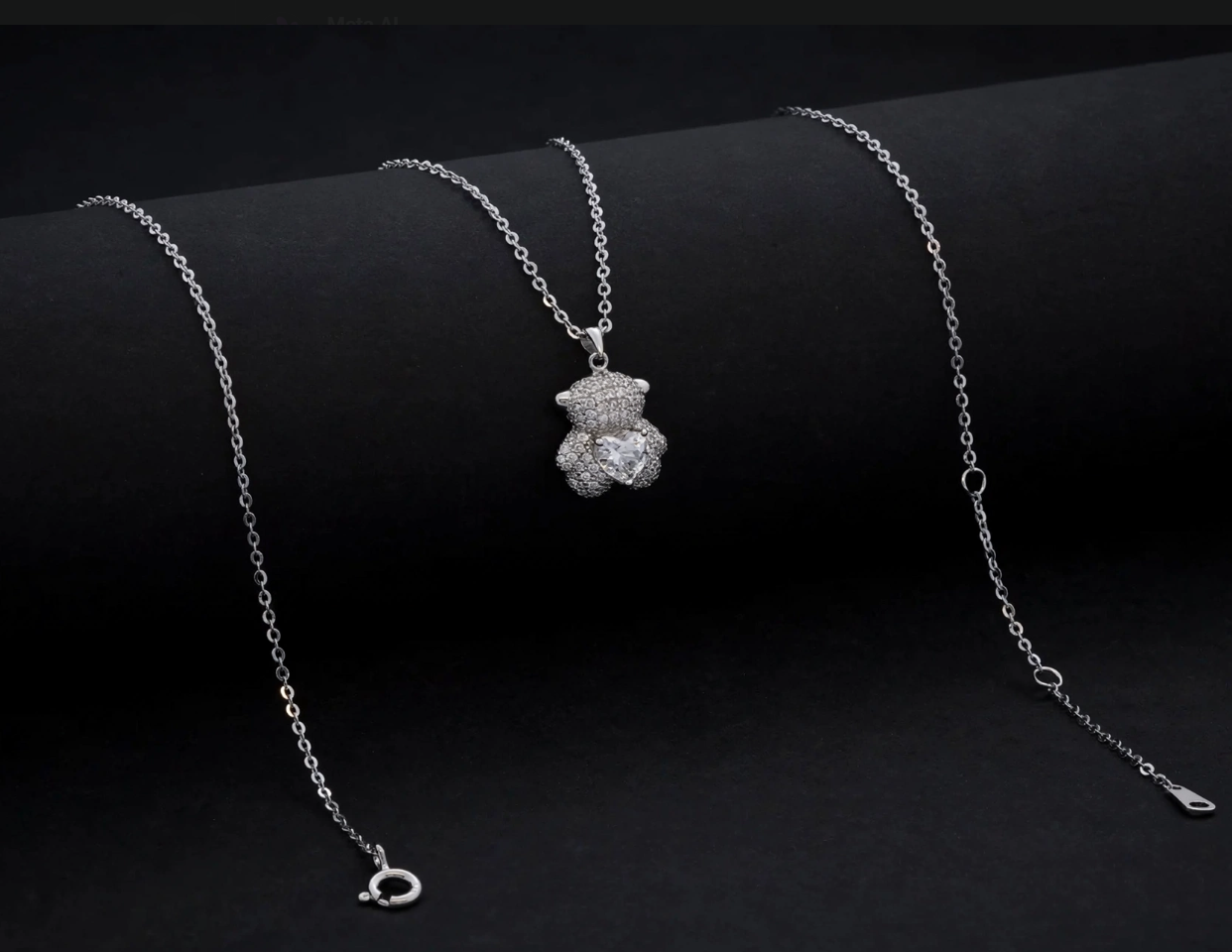 Gargantilla Crystal Teddy – 45 cm en Plata