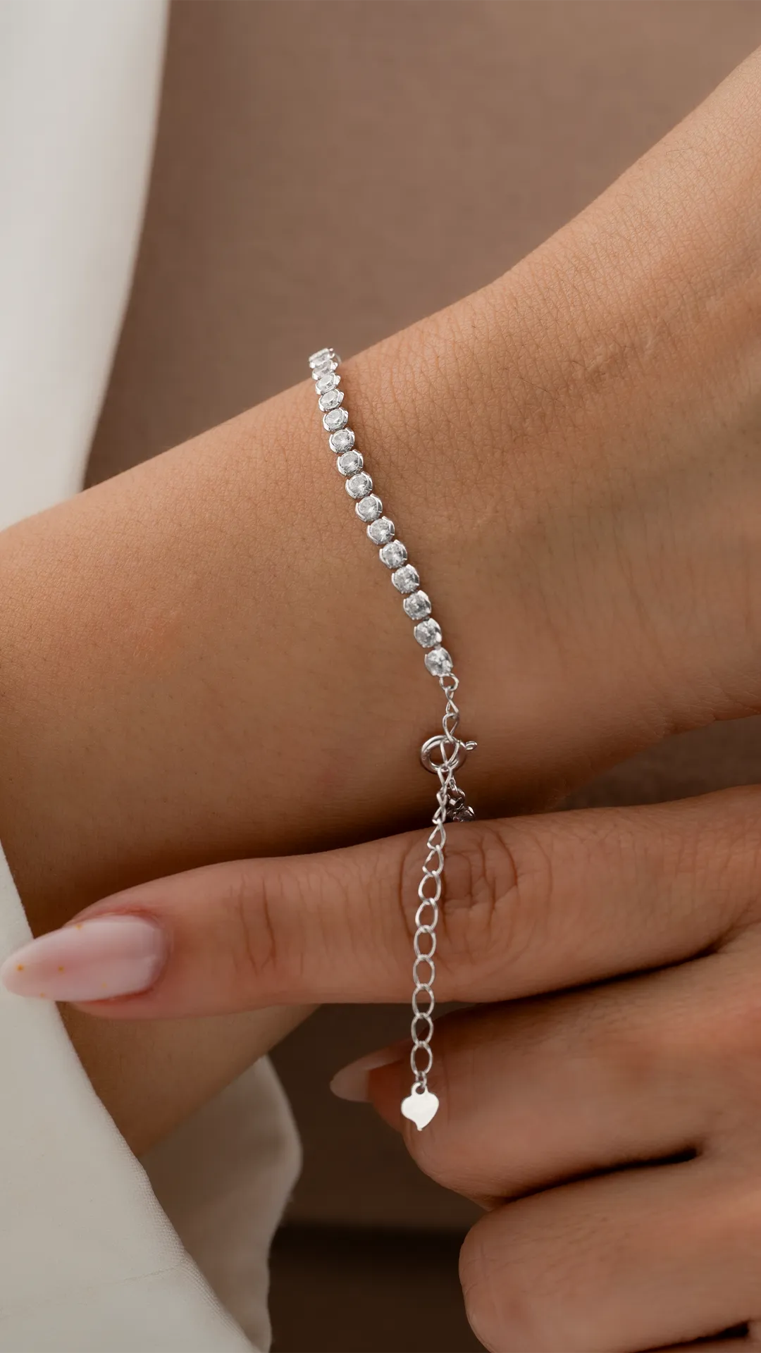 Pulsera Tennis Crystal 15 cm + Extensión en Plata