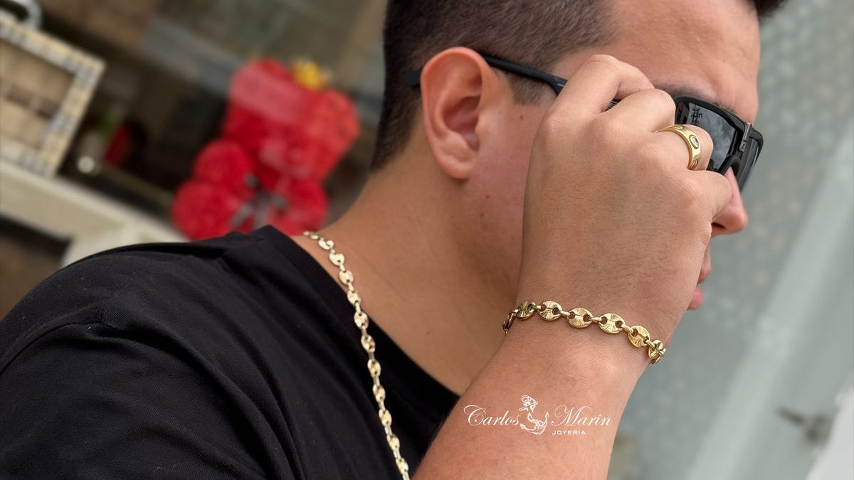 Pulsera Tejido Guuci 6.5 mm de 20 cm en Oro 18K