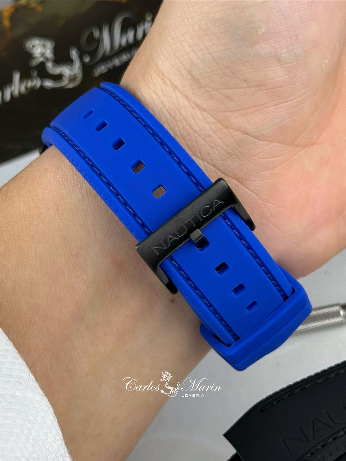 Reloj Náutica hombre cronografo azul doble pulso NAPNSS506