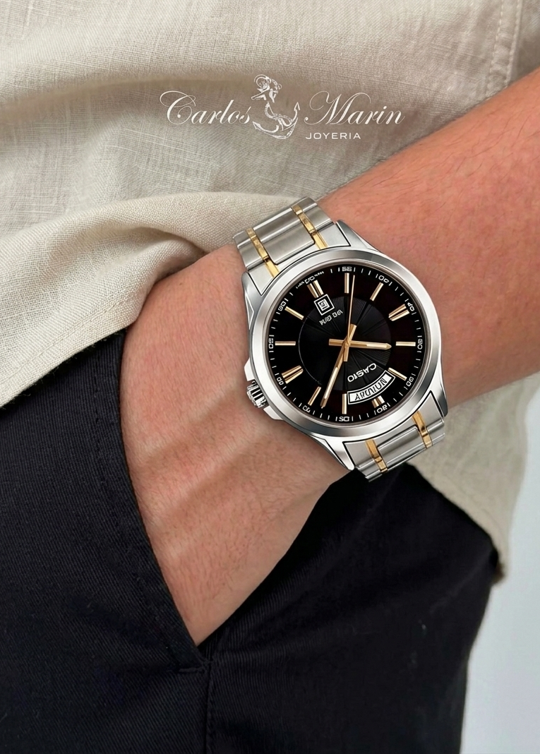 Reloj Casio Hombre Negro Bicolor Ref. MTP-1381G-1AVDF