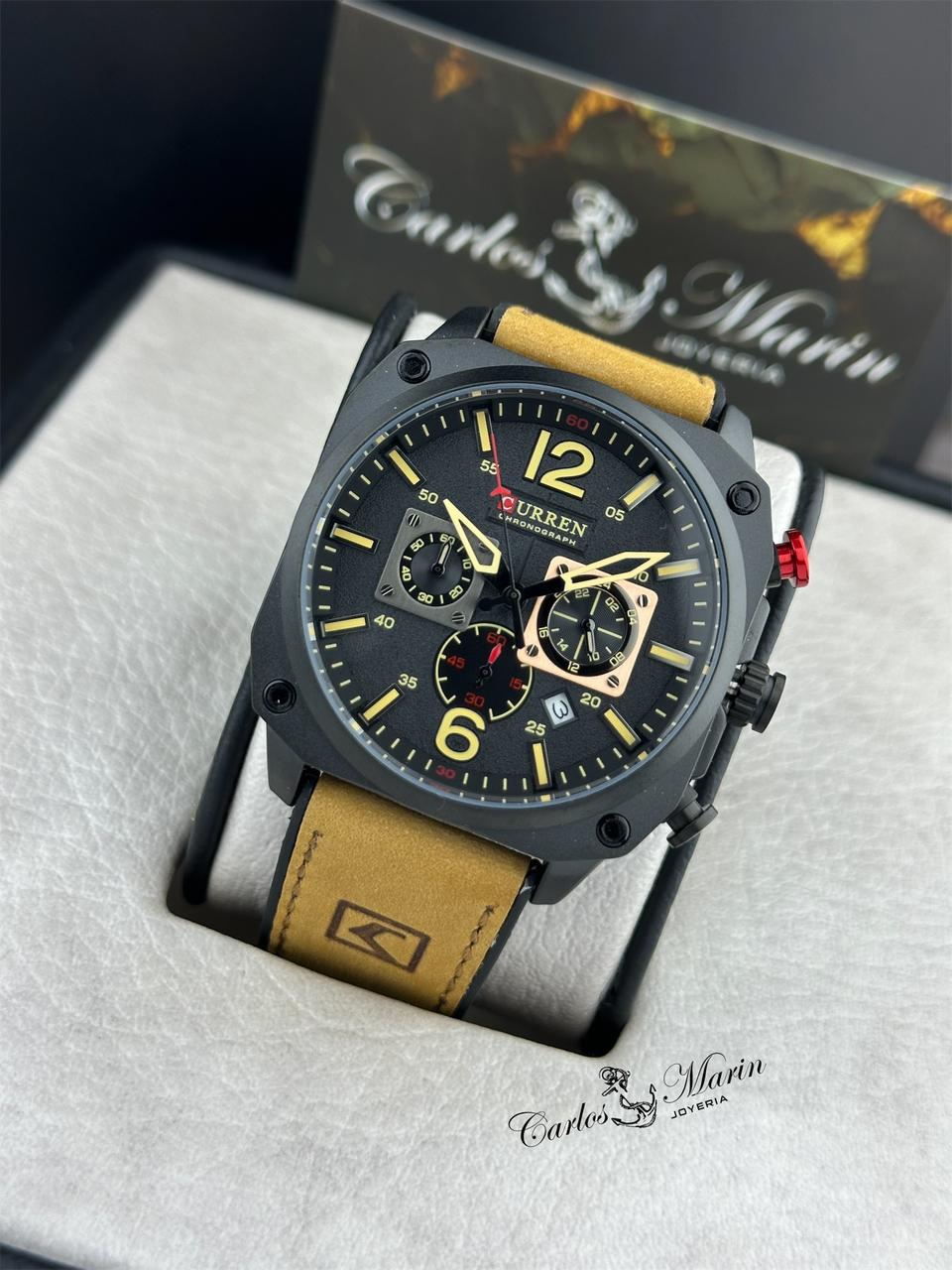Reloj Curren Hombre pulso en cuero marrón 8398