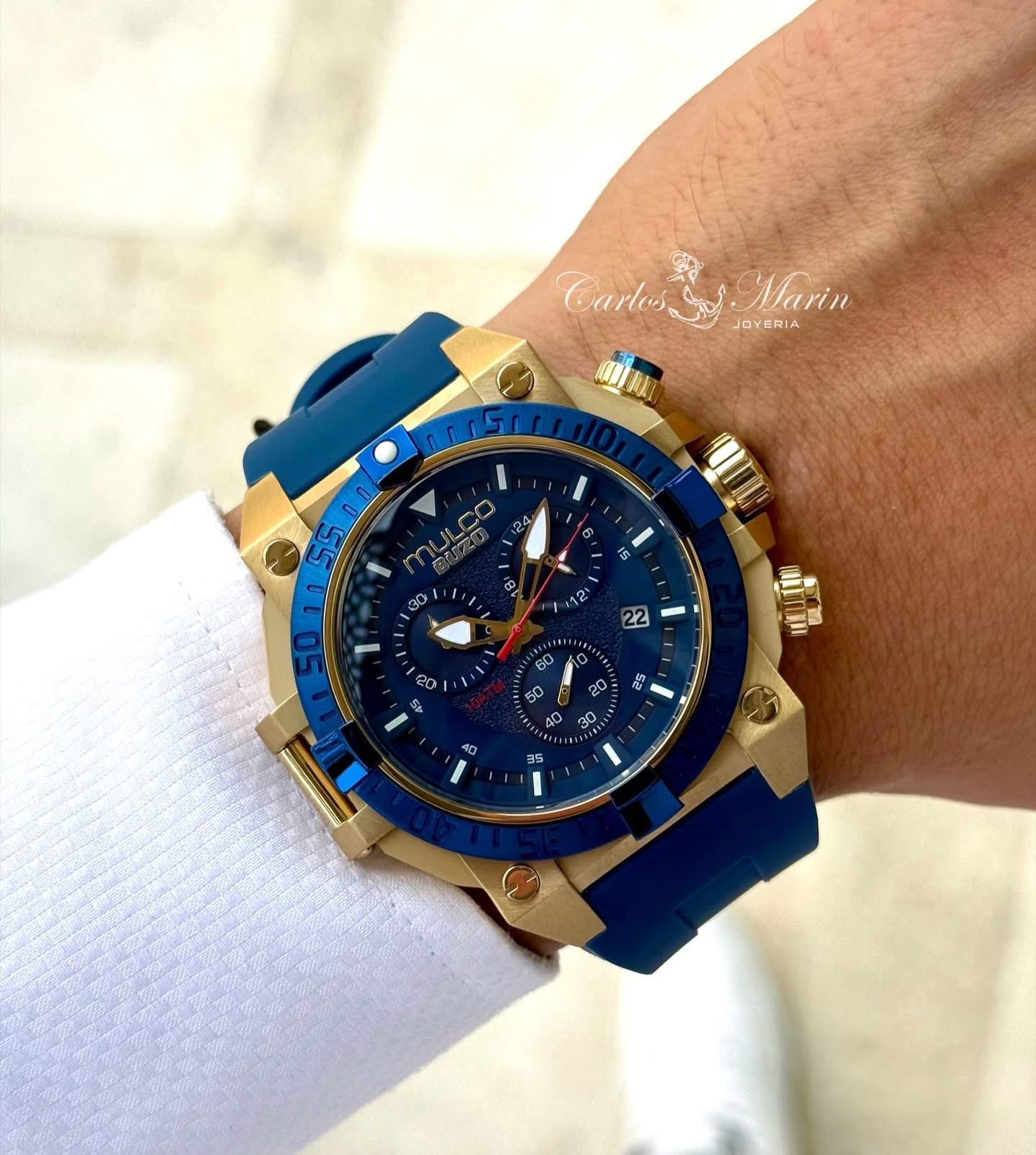 Reloj Mulco Hombre Buzo Dorado Azul Ref. MW320006742