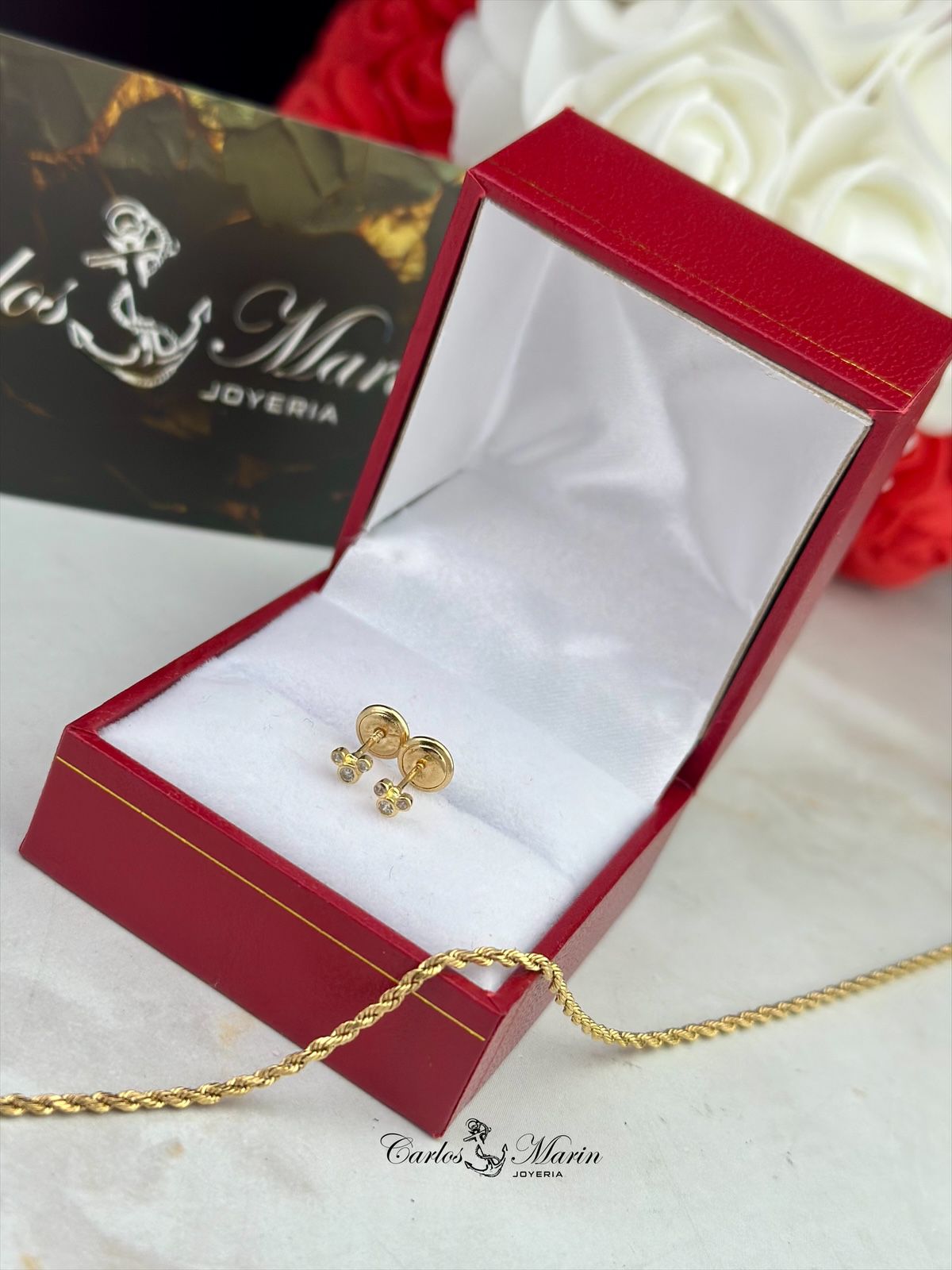 Topos Mini con Circones en Oro 18K