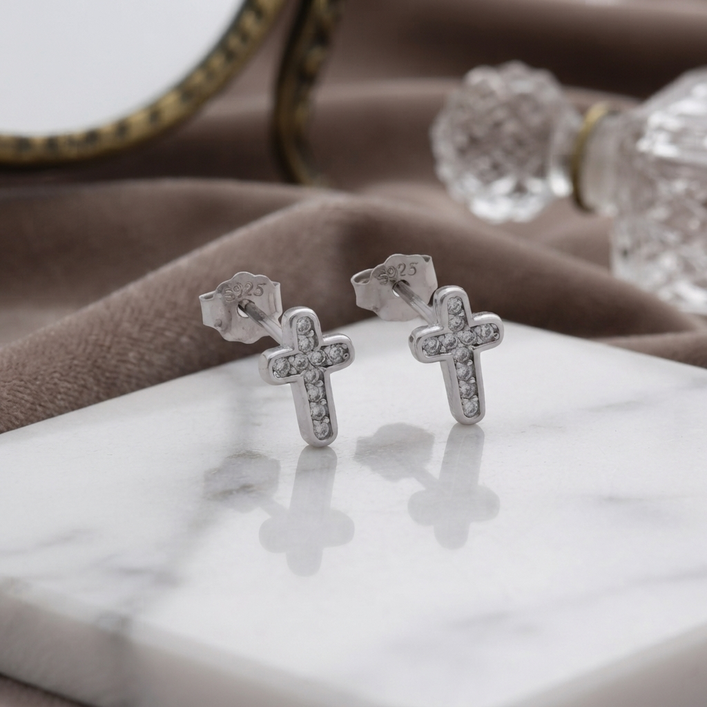 Topos Cruz Celestial 7.6 mm en Plata