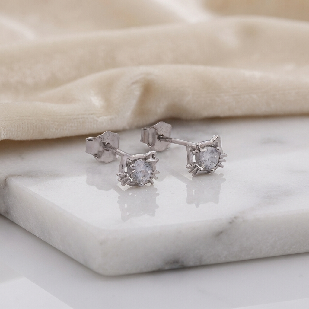 Topos Kitty Love 6 mm en Plata