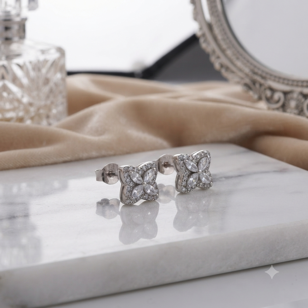 Topos Trébol Luxe 7,2 mm en Plata