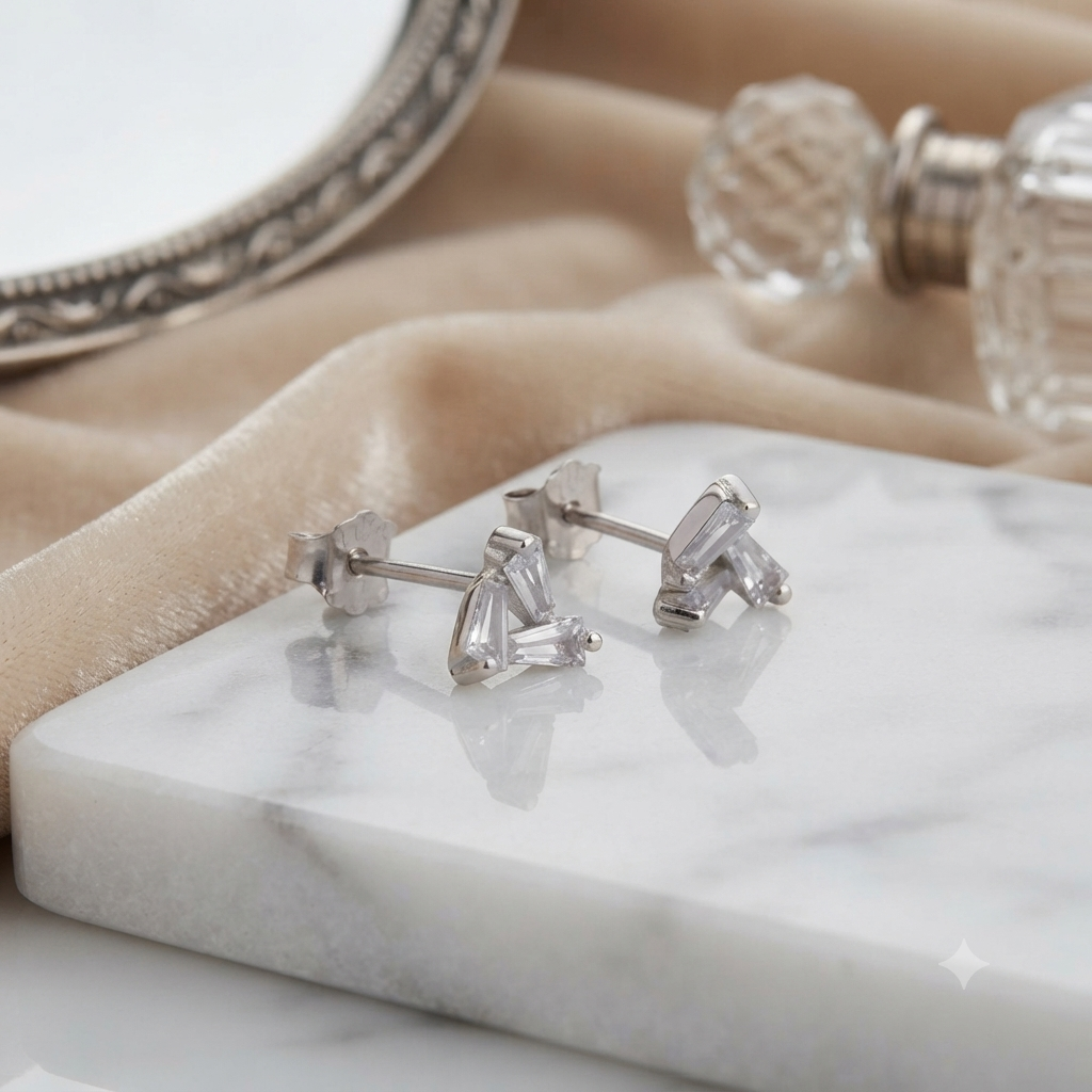 Topos Triángulo Cristal 6,3 mm en Plata