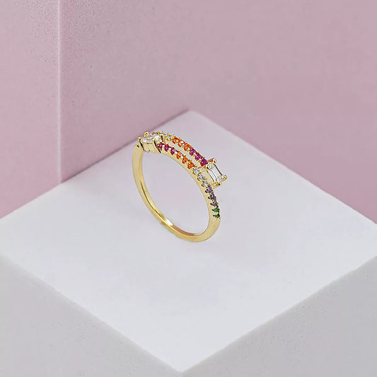 Anillo Sunrises Ajustable Oro Laminado