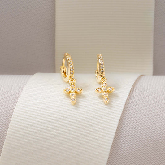 Aretes Crosses Oro Laminado