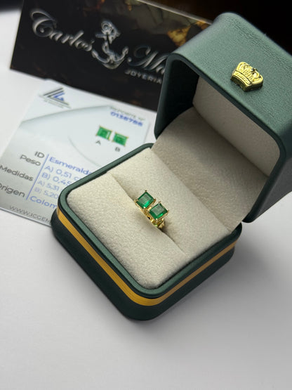 Topos con Esmeralda en Oro de 18K