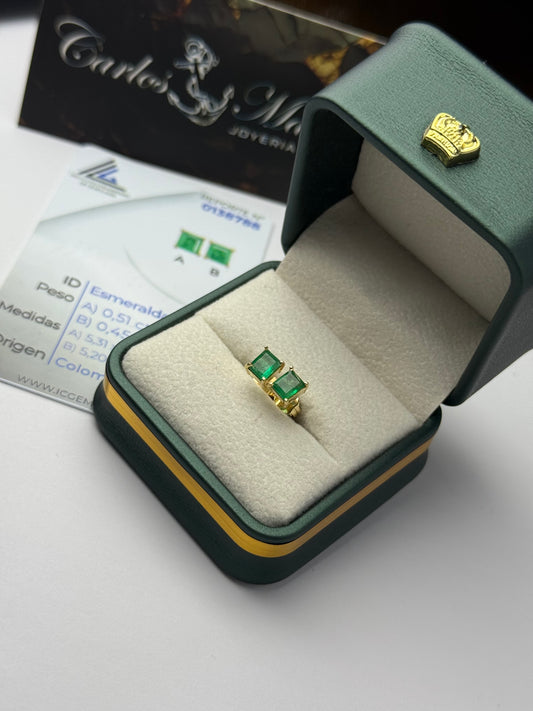 Topos con Esmeralda en Oro de 18K