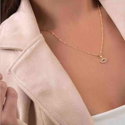 Dije Ojo Turco Mini con Circonias en Oro Laminado