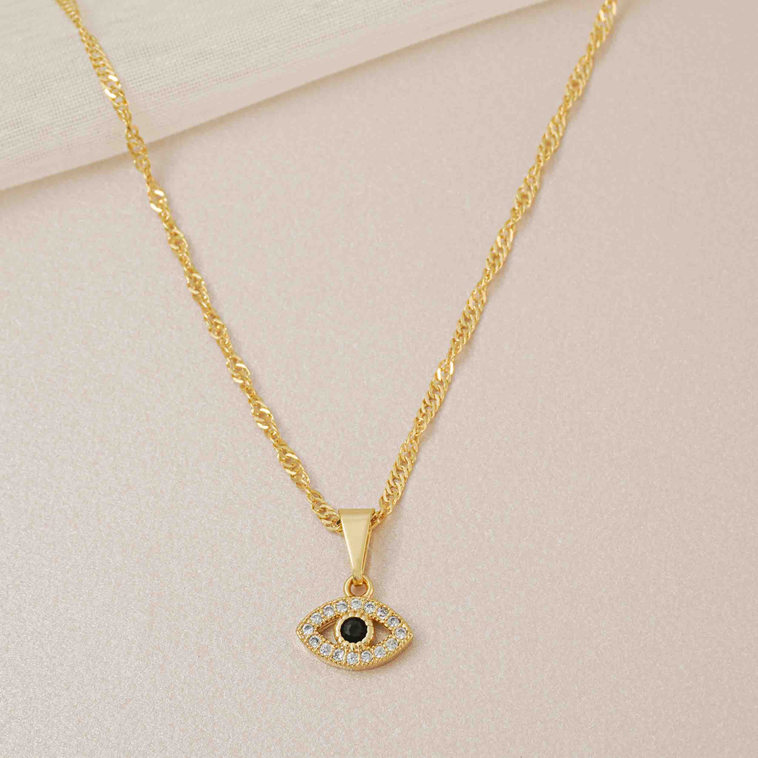 Dije Ojo Turco Mini con Circonias en Oro Laminado