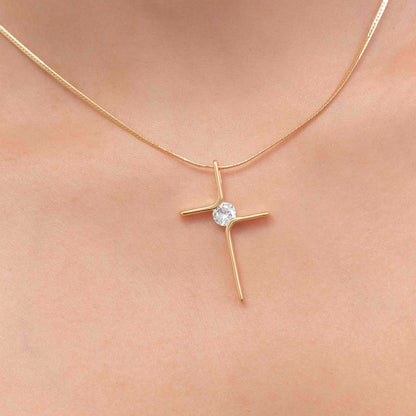 Dije Cruz con Circonia 4 cm en Oro Laminado