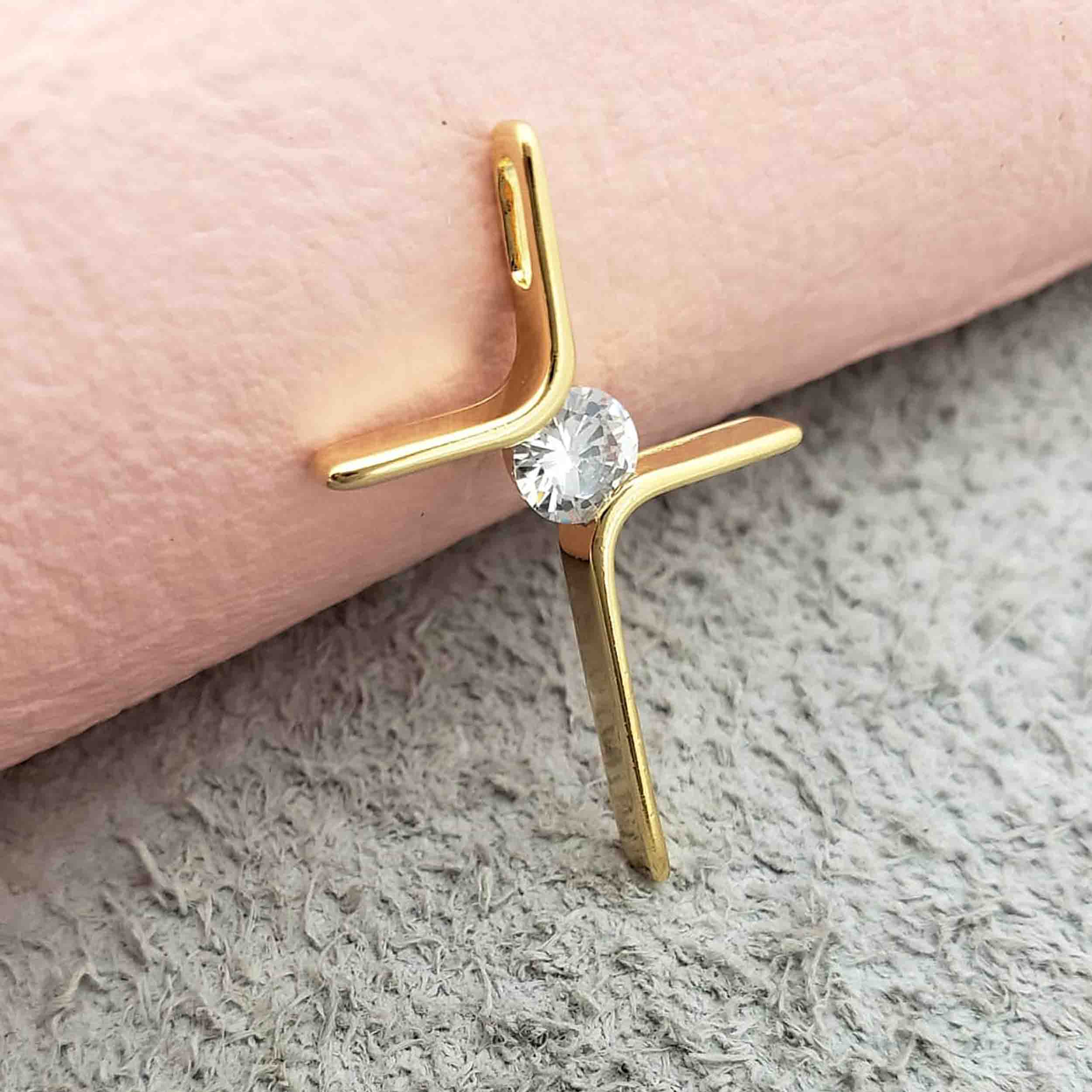 Dije Cruz con Circonia 4 cm en Oro Laminado
