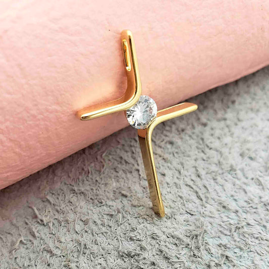 Dije Cruz con Circonia 4 cm en Oro Laminado