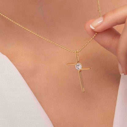 Dije Cruz con Circonia 4 cm en Oro Laminado