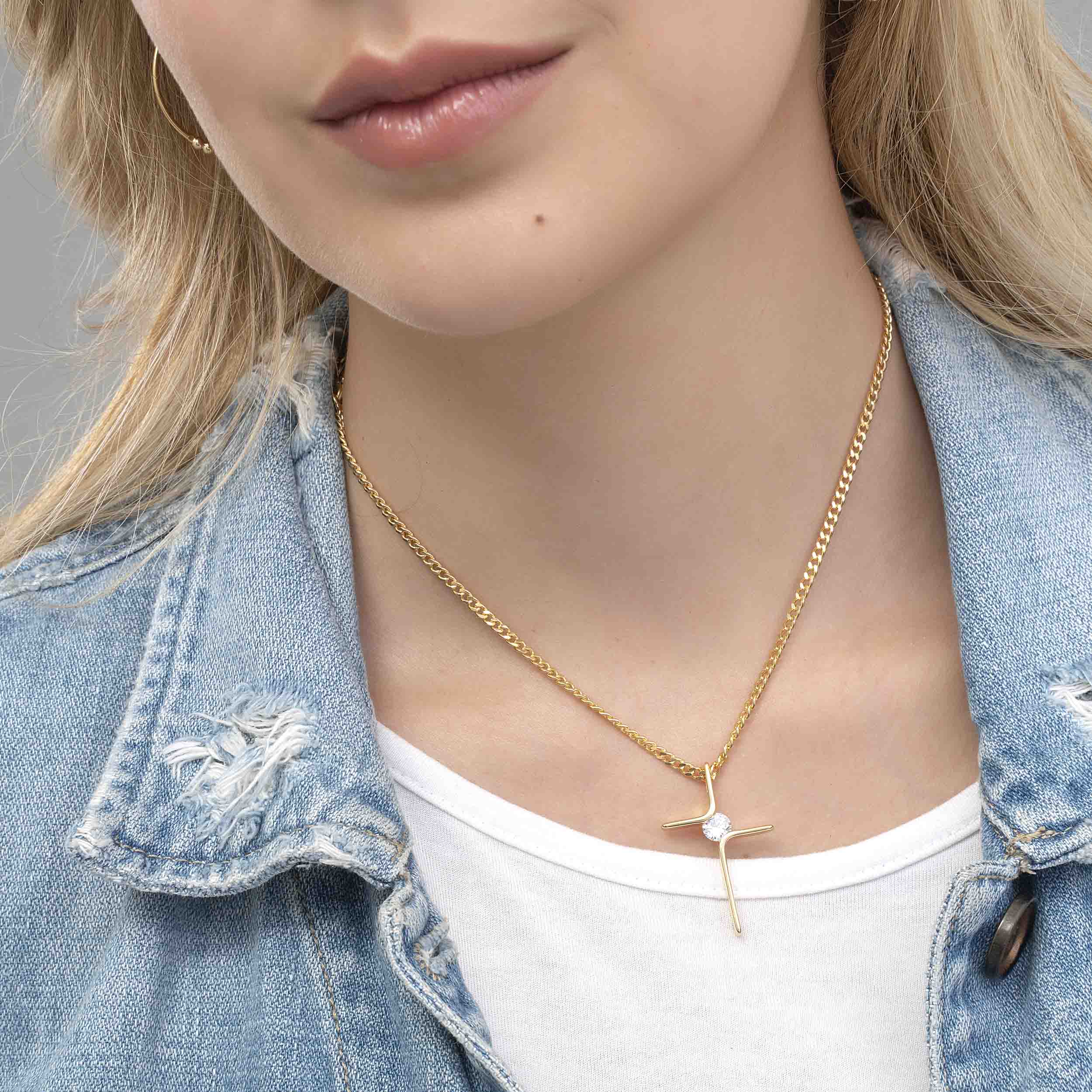 Dije Cruz con Circonia 4 cm en Oro Laminado