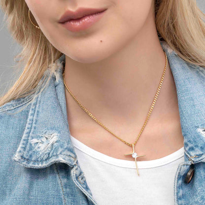 Dije Cruz con Circonia 4 cm en Oro Laminado