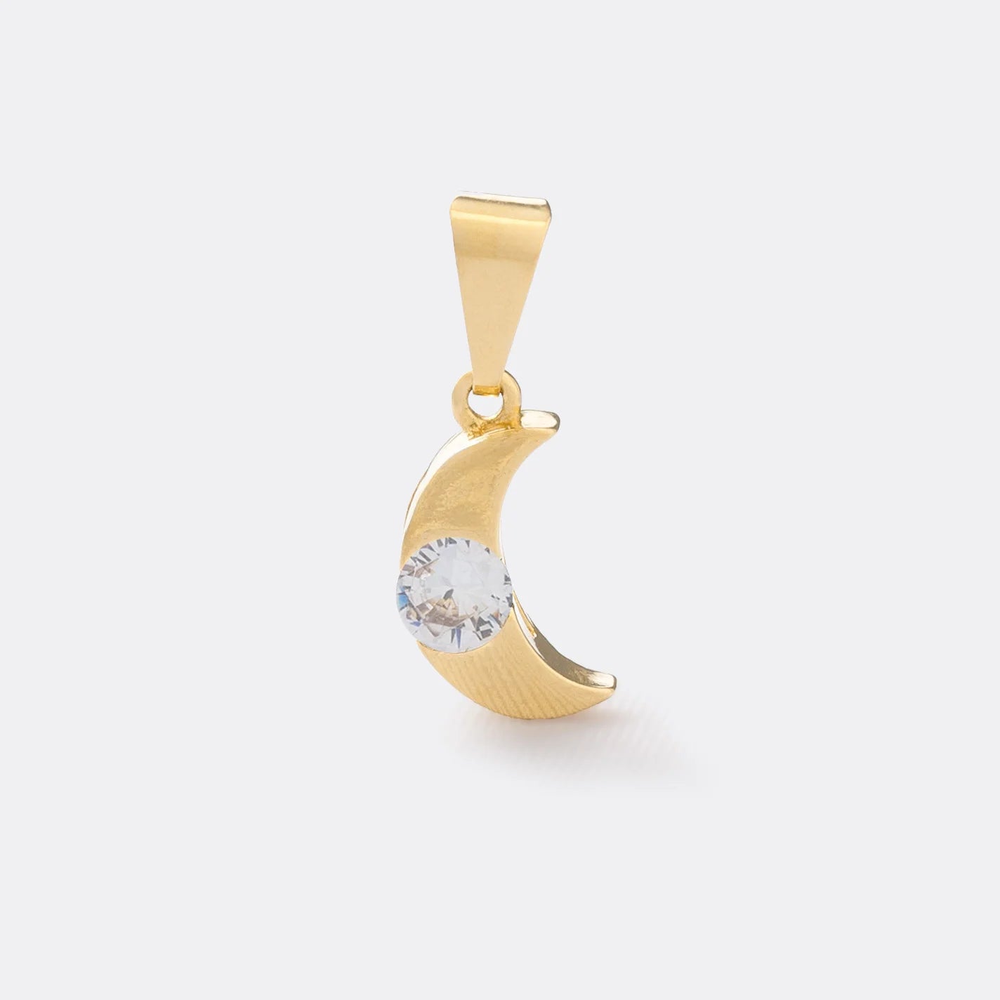 Dije Luna con Circonia Cristal en Oro Laminado