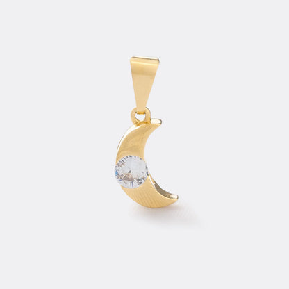 Dije Luna con Circonia Cristal en Oro Laminado