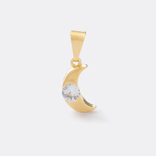 Dije Luna con Circonia Cristal en Oro Laminado