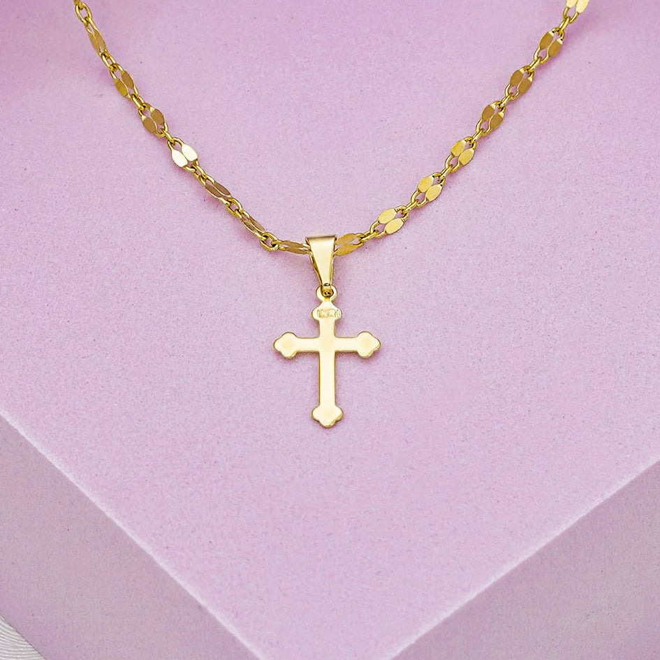 Dije Cruz INRI Delgada 1.5 cm en Oro Laminado