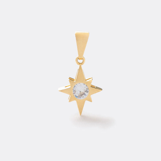 Dije Estrella con Circonia Cristal en Oro Laminado