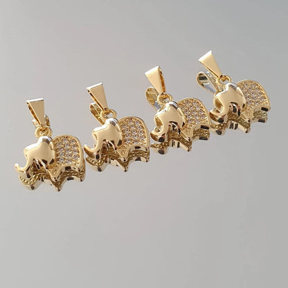 Dije Elefante con Circonias en Oro Laminado