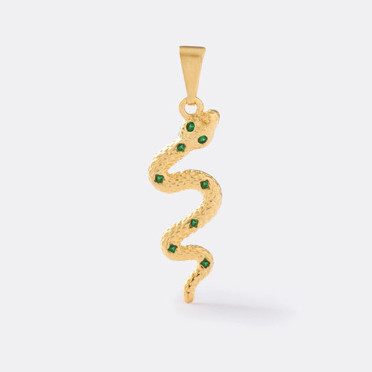 Dije Serpiente Verde en Oro Laminado