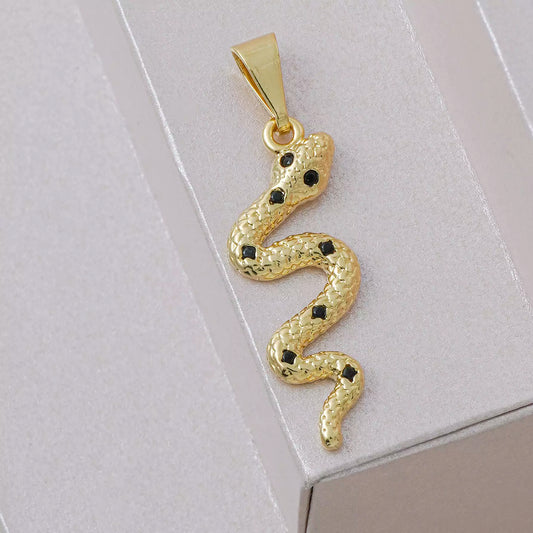 Dije Serpiente Negra en Oro Laminado