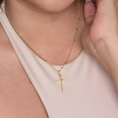 Dije Cruz Celestial en Oro Laminado