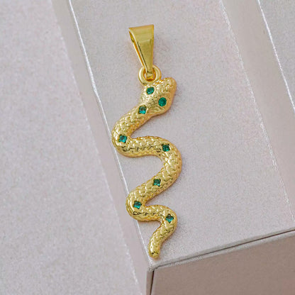 Dije Serpiente Verde en Oro Laminado
