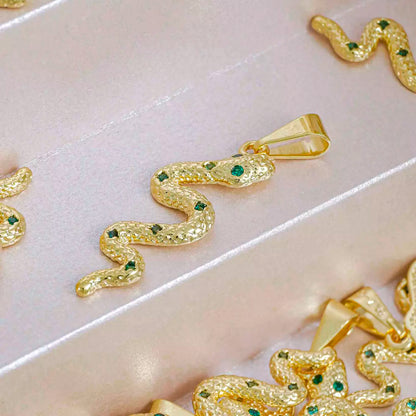 Dije Serpiente Verde en Oro Laminado