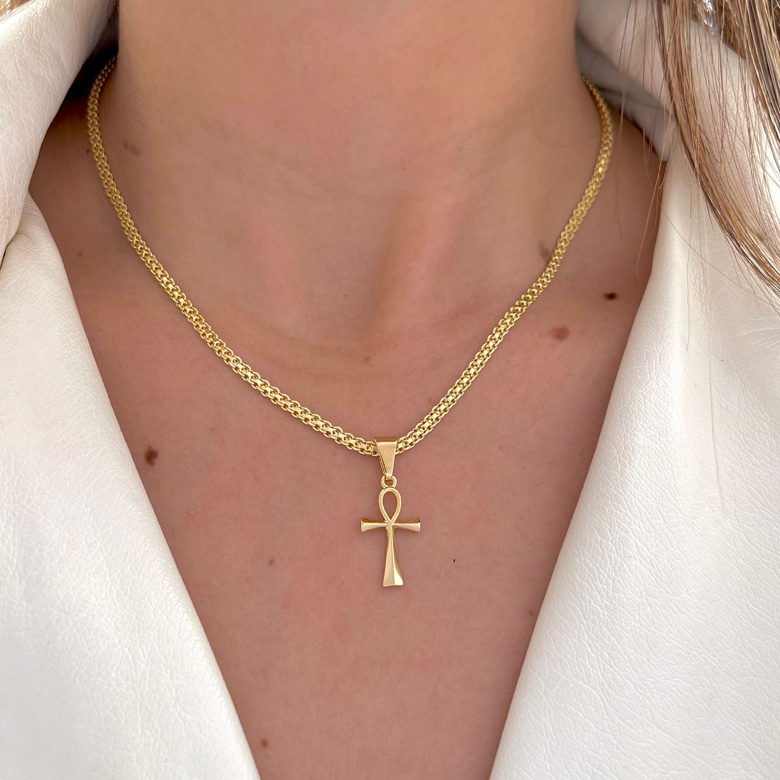 Dije Cruz de la Vida en Oro Laminado