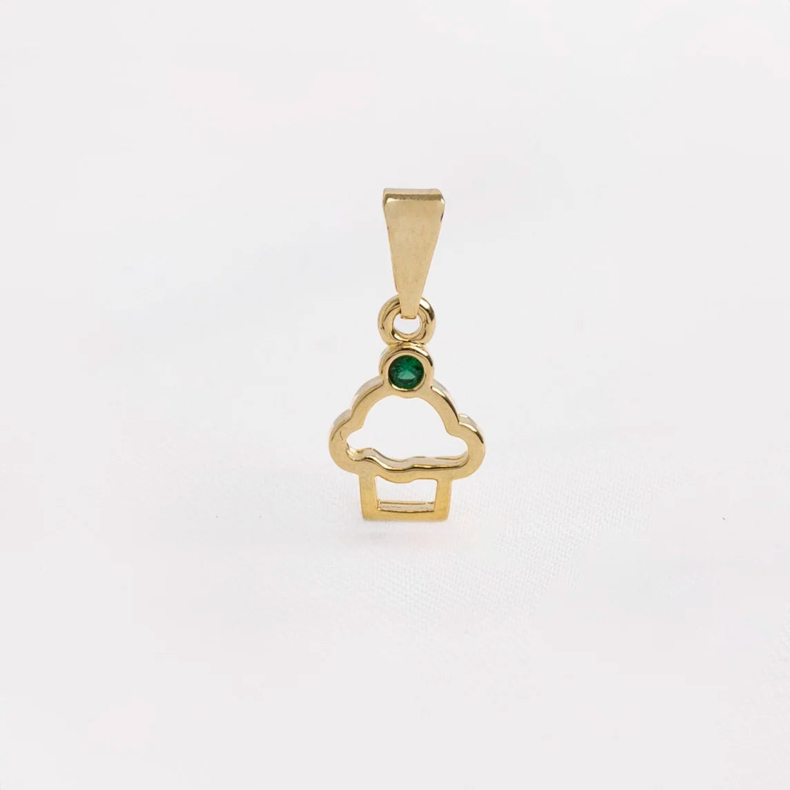 Dije Cupcake Verde en Oro Laminado