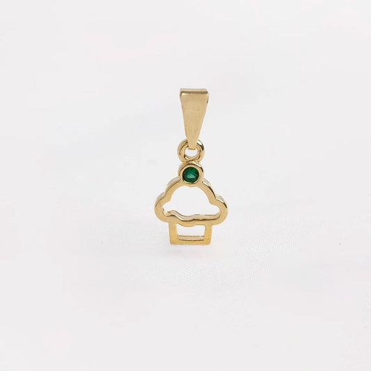 Dije Cupcake Verde en Oro Laminado