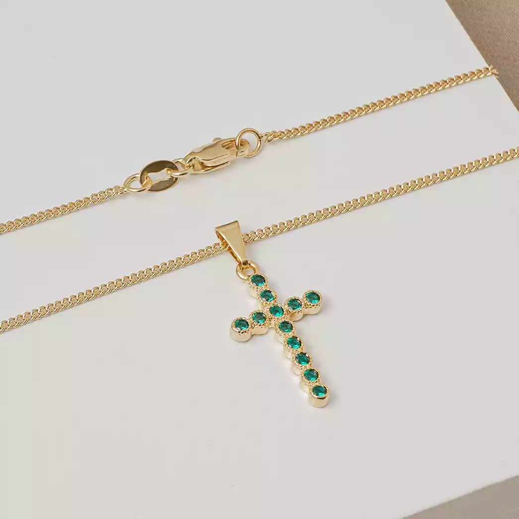 Dije Cruz Verde en Oro Laminado