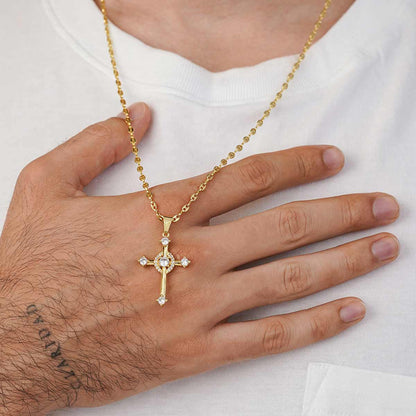 Dije Cruz Cristal en Oro Laminado