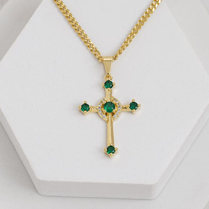 Dije Cruz Verde en Oro Laminado